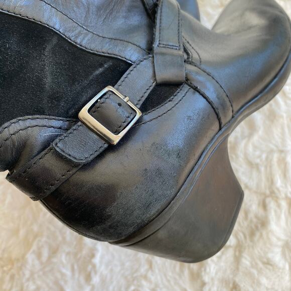 Clarks Women’s Knee High Ingalls Riding Boots 11 Black Leather Buckle Western - Picture 6 of 15